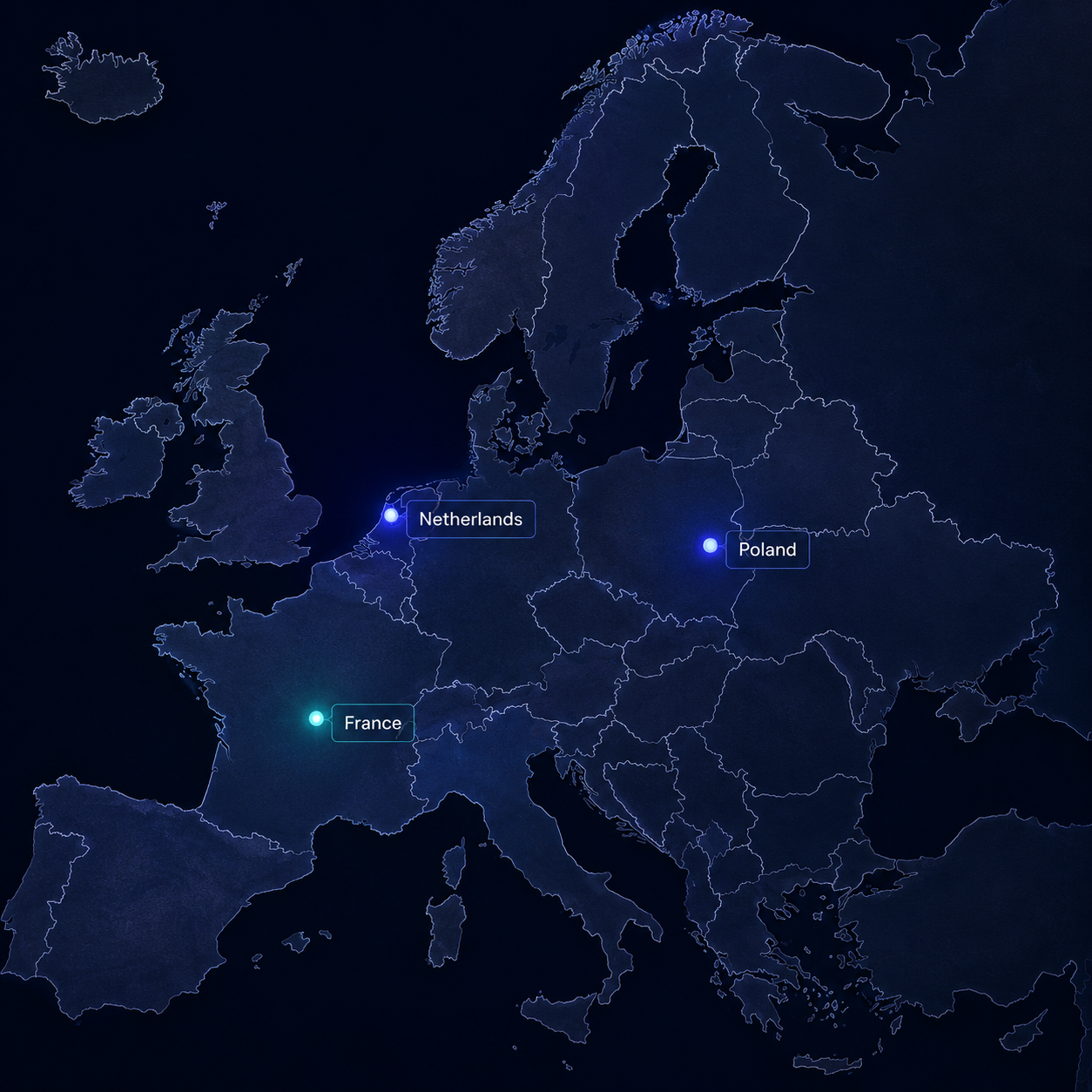 LMD BEAUTY EU European logistics map highlighting France, Netherlands and Poland